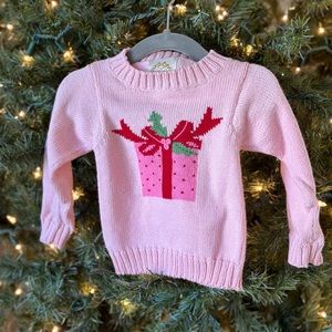 The Beaufort Bonnet Company Christmas bow sweater 0-6 mo EUC